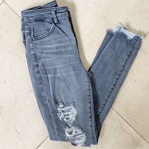 American Eagle Distressed Grey Super Hi Rise Jeggings Size 0